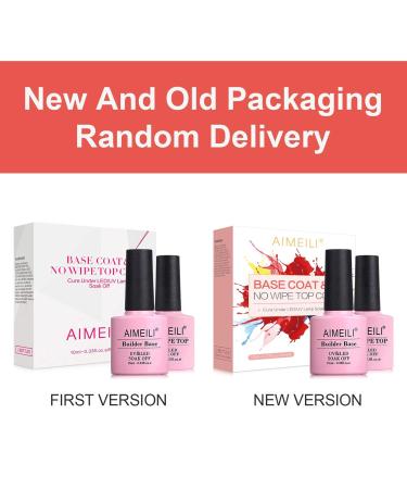 AIMEILI Gel Nail Polish Builder Base and No Wipe Top Set - Soak Off U V LED Gel Lacquer - Buy Online on GoSupps.com