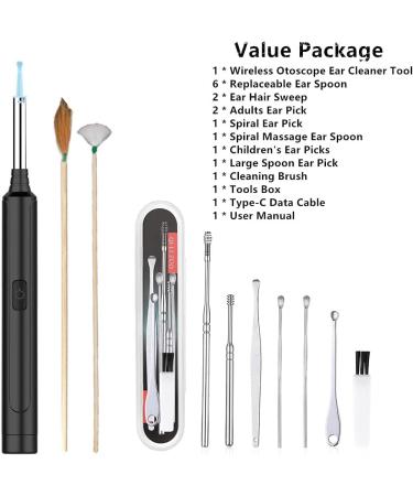 Lewote Ear Wax Removal Wireless Endoscope Ear Cleaner - 16Pcs Kit, 1080P FHD Waterproof Otoscope for Smartphones (White) - Buy Online on GoSupps.com