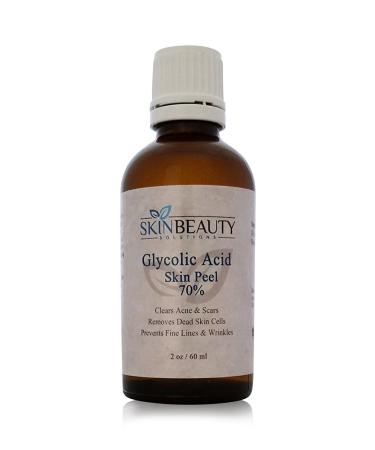 Skin Beauty Solutions (2 Oz / 60 Ml) Glycolic Acid 70% Skin Chemical Peel - Unbuffered - Alpha Hydroxy (AHA) For Acne Oily Skin Wrinkles Blackheads Large Pores & More