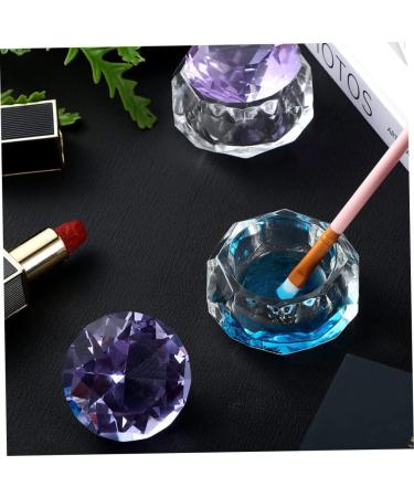 Nail Art Dappen Dish Crystal Glass Liquid Powder Cup Clear Diamond Manicure Bowl with Lid nail powder storage cup - Buy Online on GoSupps.com