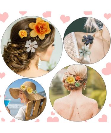Bohemian Flower Hair Clips - 20 Pieces Hawaiian Artificial Barrettes for Women and Girls | Chiffon Pins for Beach Party, Wedding Hairstyles (Green Style) - Buy Online on GoSupps.com