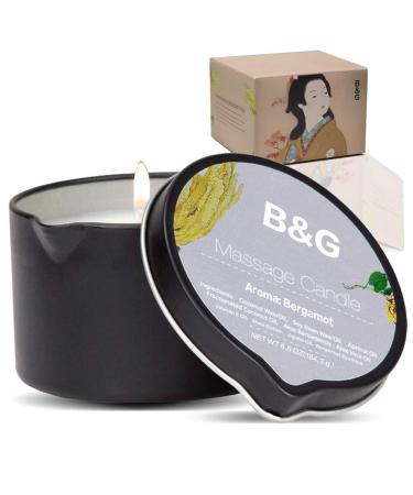 B & G Massage Candle - 6.5Oz Aromatherapy Scented Candle Moisturizing Luxurious Intimacy Relaxing Essential Oil Body Massage Candle for Home Spa - Bergamot
