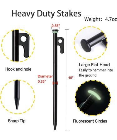 Tent Stake with Hammer 12-Pack 10in Heavy Duty Tent Stakes + 10in Tent Stakes Hammer+Storage Pouch Forged Steel Tent Stakes for Camping Used on Rocks Grassland (Tent Stakes+Hammer) Tent Stakes and Hammer - Buy Online on GoSupps.com