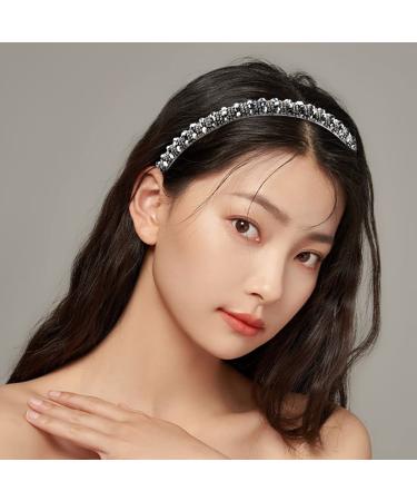 ANBALA Beaded Jeweled Headbands - Crystal Rhinestone Diamond Thin Hair Bling Sparkle Headbands for Women Girls (Black Silver Gold) - Buy Online on GoSupps.com