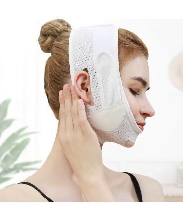 Facelifting-Bandage V Face Sleep Bandage Lifting and tightening lifting double chiny postoperative correctional belt facial belt facelifting white