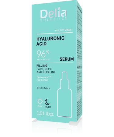 Delia Cosmetics Delia Cosmetics Hyaluronic Acid Serum - Anti-wrinkle treatment hydrating for all skin types - Vegan serum for face and d collet - 30 ml