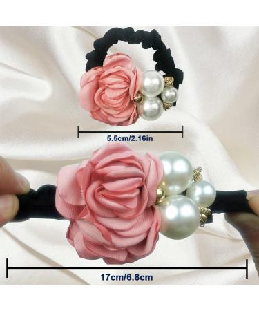 8pcs Pearl Elastic Hair Scrunchies Set - Pretty Floral Headbands & Ponytail Holders - Buy Online on GoSupps.com