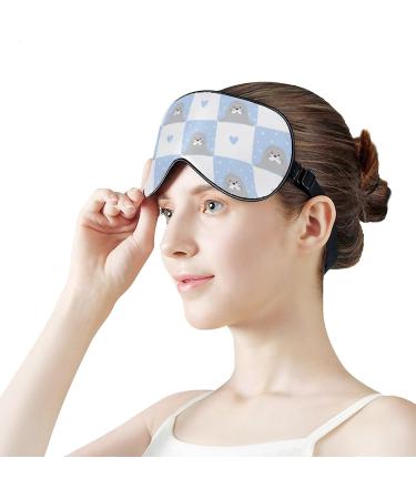 Cute Seals Checked Pattern Sleep Mask - Adjustable Blindfold for Sleeping, Travel, and Napping - Men and Women - Buy Online on GoSupps.com