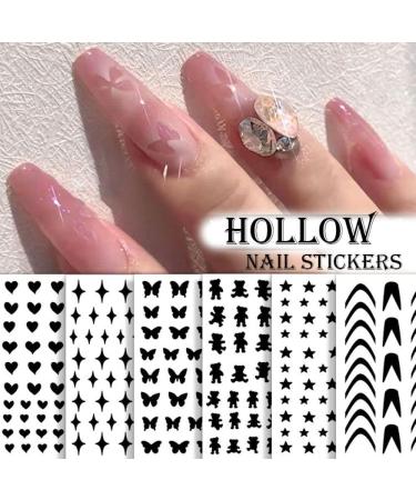 French Smile Design Nail Art Decorations DIY Manicure Love Heart Hollow Nail Sticker Template(05) Style 05 - Buy Online on GoSupps.com