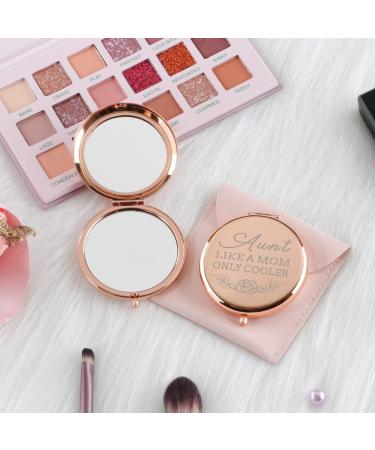 Rose Gold Travel Makeup Mirror: Funny Aunt Like a Mom Only Cooler Gift - Perfect for Birthday, Christmas & More! - Buy Online on GoSupps.com
