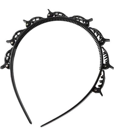 Double Bangs Hairstyle Hairpin 2 Hairpin Headbands Teeth Comb Hair Hoop Headband With Clips Attached Double Layer Twist Plait Headband Hairs Tools Hollow Woven Sectional Clip Headband Black+Red - Buy Online on GoSupps.com