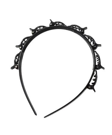 Toothed Headband Braid Tool Bangs Hairstyle Hairpin Toothed Braid Tool With Clips Attached Fashion Twist And Clip Headband | Professional Weave Bangs Clip For Women Girls Hair Accessories Black