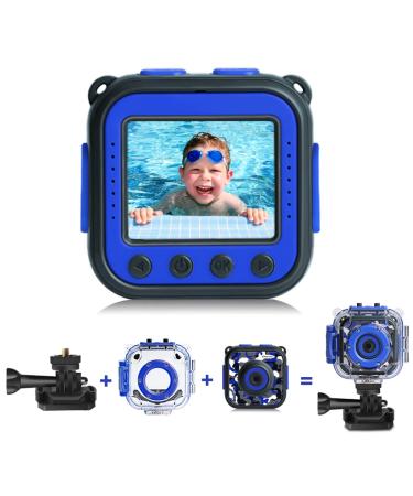 PROGRACE Upgraded Kids Waterproof Camera Action Video Digital Camera 1080 HD Camcorder for Boys Toys Gifts Build-in Game(Blue)