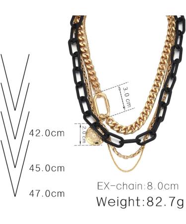 Rumtock Black Acrylic Chunky Chain Necklace with Coin Pendant - Statement Gold Jewelry for Women and Girls - Buy Online on GoSupps.com