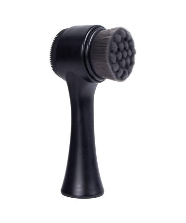 Facial Cleansing Brush 2 in 1, Ooloveminso Face Exfoliating Pore Deep Cleansing Brush, Ultra Fine Soft Bristle Dual Face Wash Brush, Silicone Face Scrubber for Skincare, Black A-black
