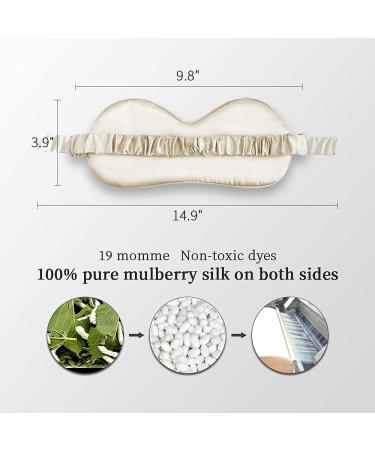 100% Mulberry Silk Sleep Eye Mask for Men & Women | Adjustable Strap | Soft & Comfortable | Beige - Buy Online on GoSupps.com