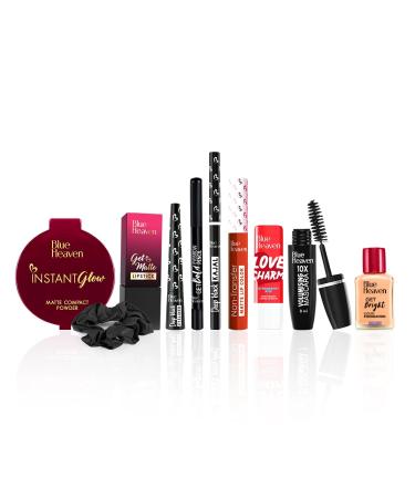 Saj Dhaj Festive Makeup Kit for women- Natural Pack of 10 | Full face Makeup kit Medium Tone combo 19g+26.3ml