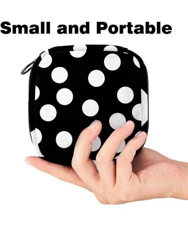Menstruation Pad Bag with Zipper - Stylish Women's Napkin & Tampon Collection Bags in Modern White Black & Dots - Buy Online on GoSupps.com