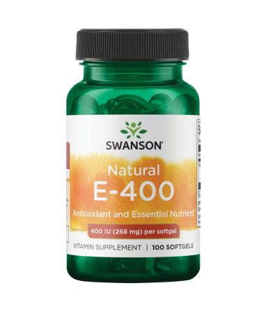 Swanson Natural Vitamin E 400 IU - Dietary Supplement for Daily Antioxidant Support - Can Support Immune System - Essential Nutrient and Vitamin Supplement (268 mg 100 Softgels)