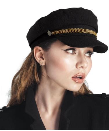 PanPacSight Women Newsboy Hats Fiddler Greek Fisherman Sailor Hat Cabbie Beret Paperboy Cap 04-black One Size