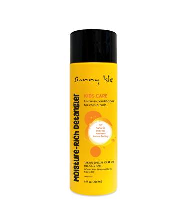 Sunny Isle Kids Care Moisture-Rich Leave-In Detangler 8oz | Gentle Care Non-Greasy Conditioner for Children's Coils Waves Curls | Jamaican Black Castor Oil Infused