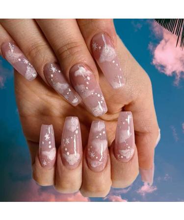 LALAFINA Cloud Nail Stickers French Nail Sticker Stickers for Nails Nail Art Sticker Nail Stickers for Nail Art Stickers Waterproof Press on Nails Long False Nails Artificial Decorate Abs - Buy Online on GoSupps.com