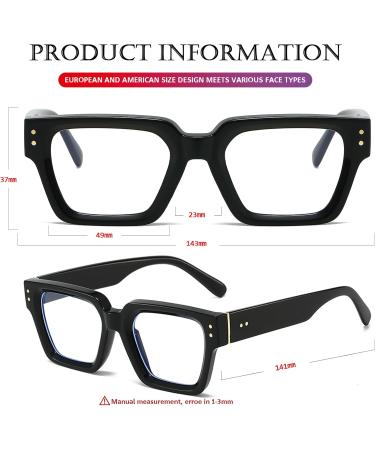PORADAY Square Blue Light Glasses for Men & Women | Trendy Thick Frame Computer Eyeglasses | Reduce Eyestrain & Enhance Comfort - Buy Online on GoSupps.com
