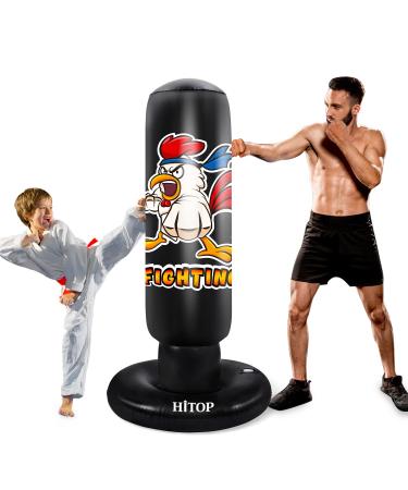 HITOP Punching Bag for Kids and Adult - 61" Extra Large Heavy Duty Inflatable Boxing Bag with Stand - Karate Gifts Stocking Stuffers for Boys Kids Men
