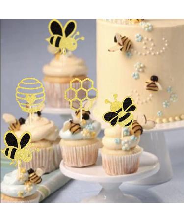 36 Pieces Hummel Cake Decoration - Glitter Honeycomb Cupcake Picks for Baby Shower & Birthday Party Accessories - Honeybee Theme - Buy Online on GoSupps.com