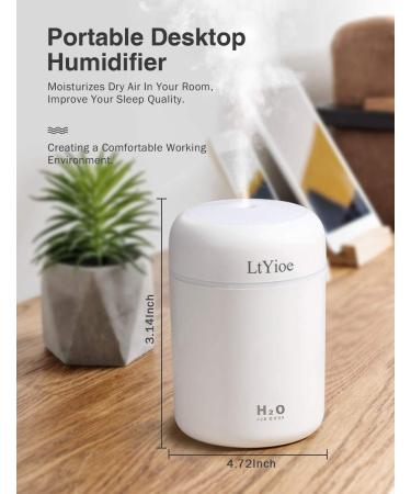 Portable Mini Humidifier with Colorful Cycling Light | 2 Mist Modes | Auto Shut-Off | Super Quiet | Ideal for Bedroom, Office, Home, Car - White - Buy Online on GoSupps.com