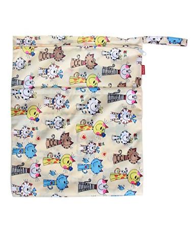 Damero Wetbag Fabric Diapers & Reusable Diaper Bag - 3 Pack Washable Organizer for Boys & Girls - Eco-Friendly Cat Design - Buy Online on GoSupps.com