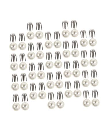 NUOBESTY 150 Sets Pearl Claw Nails Pearls Studs Buttons Jeans Button DIY Rivets Nonporous Decorative Nails 0.5X0.5X0.5CM White