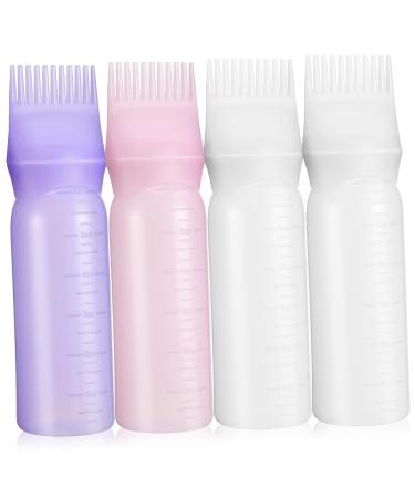 Didiseaon Lot de 4 Flacons Applicateurs pour Coloration Racine Peigne Int gr Bouteille Facile Presser R utilisable pour Soin Capillaire pour Usage Salon ou Domicile
