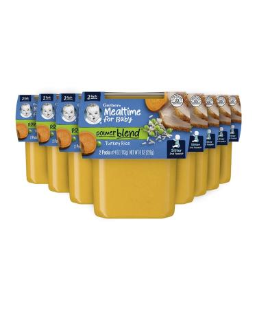 Gerber Baby Food 2nd Foods, Dinner, Turkey & Rice Puree, 4 Ounce Tubs, 2-Pack (Pack of 8)