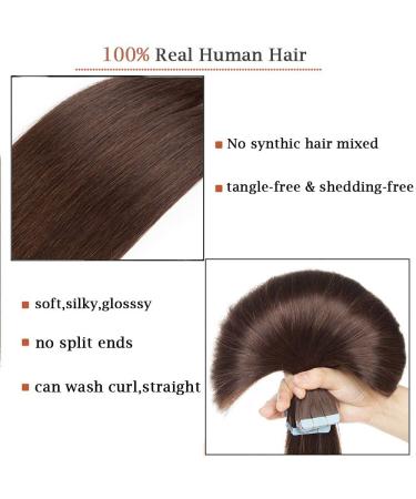 SEGO TAPE Extensions | 100% Remy Human Hair | Dark Brown #2 | 20 Tressen - 30g | Premium Adhesive Tape Hair Extensions (40cm) - Buy Online on GoSupps.com