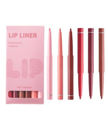 G n rique Lip pencil set lip liner 6 waterproof lipsticks | Smudge-proof lip pencil long-lasting matte lipstick to shape and sculpt lips
