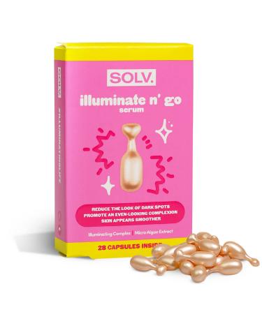 SOLV. Illuminate n' go Serum - 28 Capsules. Reduce the look of dark spots Promote an even-looking complexion Skin appears smoother