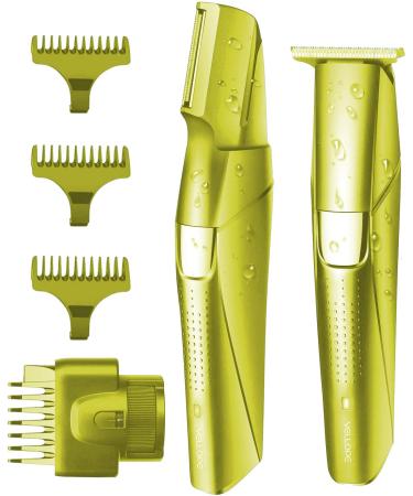 Electric Groin Hair Trimmer - Ball Trimmer for Men - Nose Hair Trimmer Replaceable Ceramic Blade Heads USB Recharge Dock Waterproof Male Hygiene Razor (Yellow)