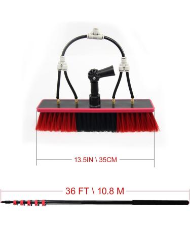 Extendable Cleaning Brush Kit with 8m+12m Water Fed Hose/ 3.6m 10.8m Telescopic Pole/ 35cm Washing Brush Head High Altitude Washing Kit for Cars Trucks 36FT/10.8M - Buy Online on GoSupps.com