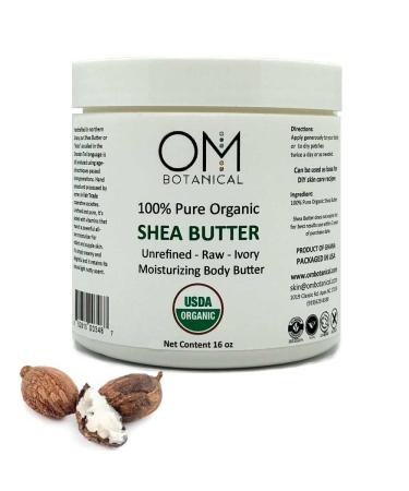 AFRICAN SHEA BUTTER from Ghana 16 oz | Certified Organic Pure Body Butter Raw  Ivory | Skin & Hair Moisturizing  Nourishing and Healing Cream and Base For DIY Skin Care Recipes
