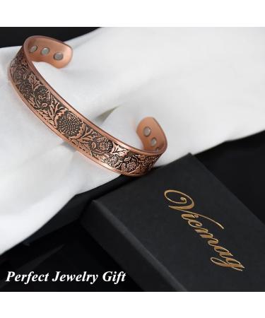 VicMAG Copper Magnet Bracelet for Men - Arthritis Pain Relief Therapy Adjustable Pure Copper Cuff with Gift Box - Buy Online on GoSupps.com