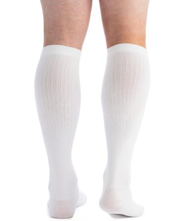 EvoNation Men's Knee High 30-40 mmHg Compression Socks - Extra Firm Pressure - White - Large - International Shipping Available - Buy Online on GoSupps.com