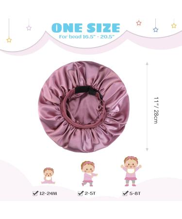 Kids Satin Bonnet Sleep Cap for Curly Hair - Adjustable Silk Hair Cap for Baby/Toddler 1-8 Years - Purple - Buy Online on GoSupps.com