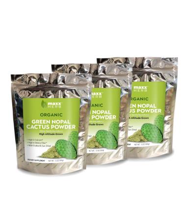 Maxx Herb Organic Nopal Cactus Powder for Healthy Digestion & Immune Support High in Dietary Fiber & Calcium Vegan Non-GMO and Gluten Free - 3 Bags 12 Oz Each - Save 15% 12 Ounce (Pack of 3)