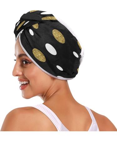 Quick Drying Irregular Dot Pattern Hair Cap & Towel Set - 2 Piece Absorbent Soft Comfortable with Button Headband - Buy Online on GoSupps.com