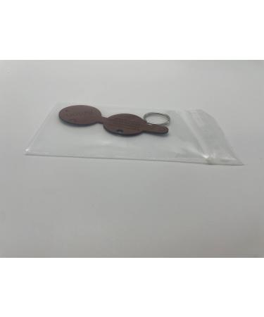 Customizable Brown Dog Pocket with Push Button Engraving - Round Pear Design | Synthetic Leather | Double-Sided Engraving | 30mm Diameter | Perfect for Pet Lovers - Buy Online on GoSupps.com