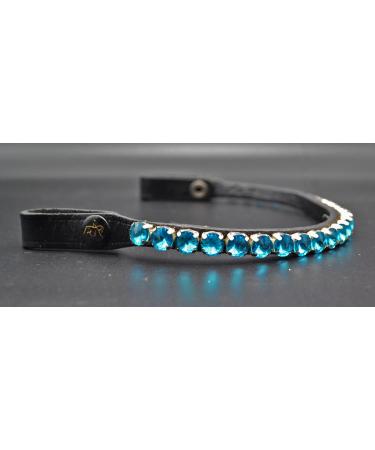Aces Equine Beautiful Curve Shape Bling 10mm Crystal Browband for Bridles with Softy Leather Padding Blue Cob 15"