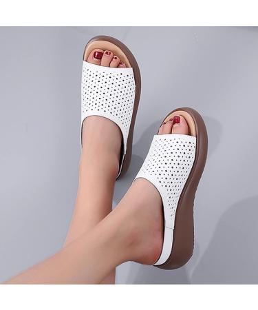 HSYHKDSY White Wedge Heel Plateaus Sandals for Women - Elegant Summer Shoes Glittering & Comfortable Vacation Footwear S51122 - Buy Online on GoSupps.com