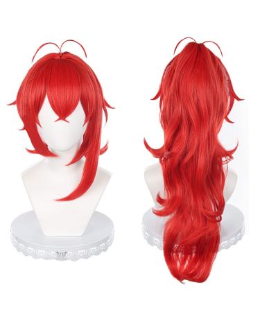 Anime Cosplay Wig Genshin Impact Wig with Free Wig Cap for Halloween Party Carnival Nightlife Concerts Weddings (Diluc Ragnvindr)