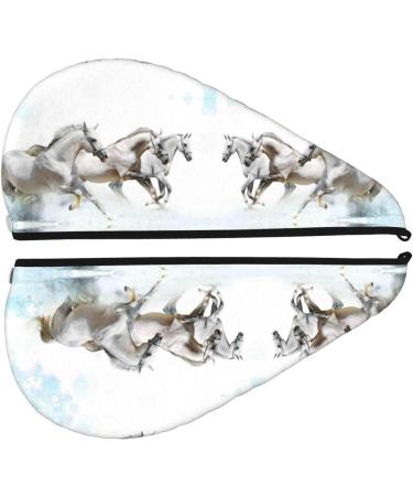 Running White Horses Microfiber Hair Towel | Soft & Super Absorbent Quick Dry Wrap for Long Curly Short & Thick Hair - Perfect for Women - Buy Online on GoSupps.com